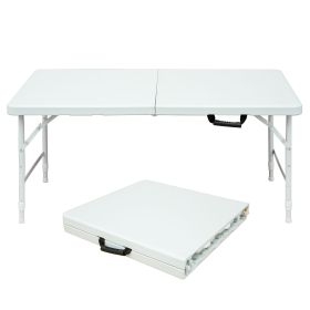 4ft Portable Folding Table Indoor&Outdoor Maximum Weight 135KG Foldable Table for Camping White (Color: as Pic)