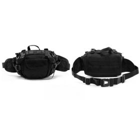 Outdoor travel mountaineering multifunctional military camouflage bag waterproof shoulder diagonal cross bag men's waist bag (Color: Black)